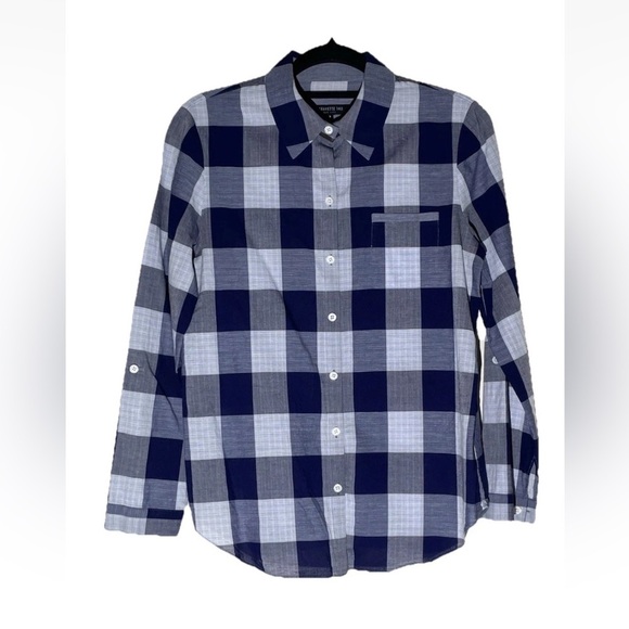 Lafayette 148 Blue Check Long Sleeve Button Down Shirt Sz S Cotton Linen $698 - Picture 6 of 16